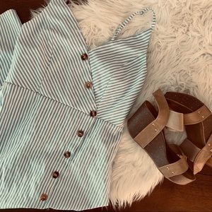 Blue and white spaghetti strap dress